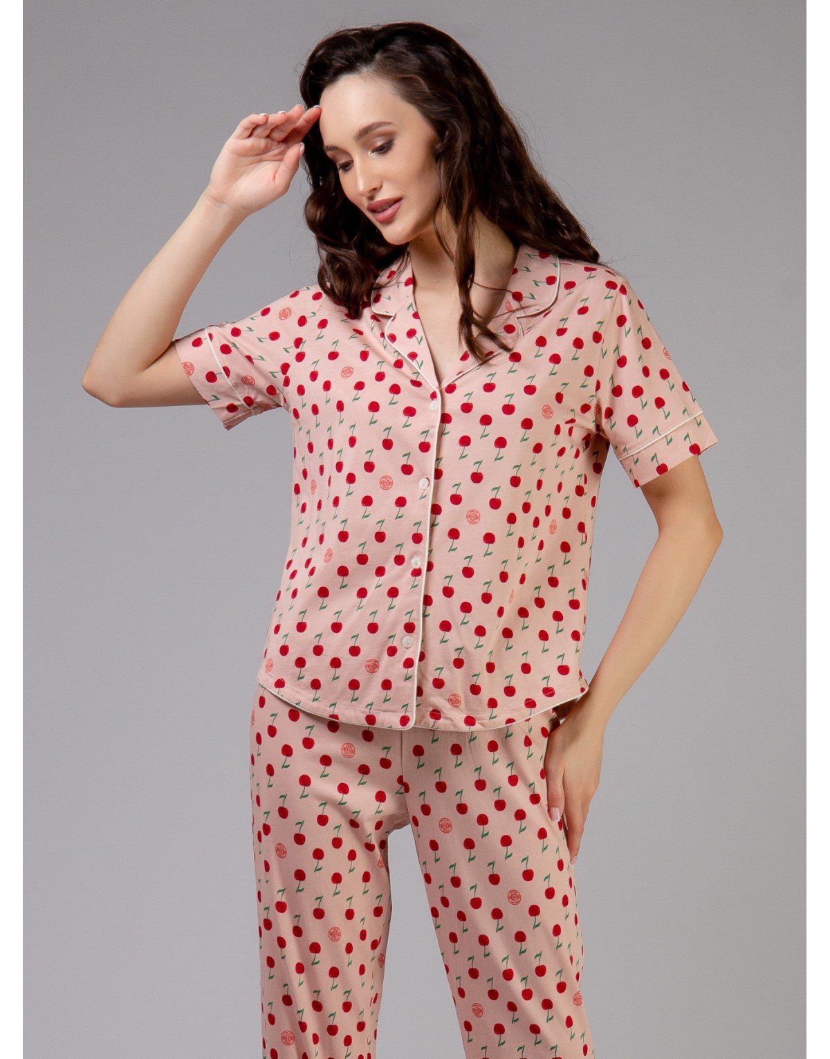 Хлопко-модальная пижама с вишенками